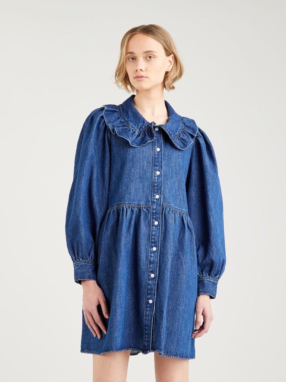 Levi's Blue Frill Collar Denim Mira Dress Size XS